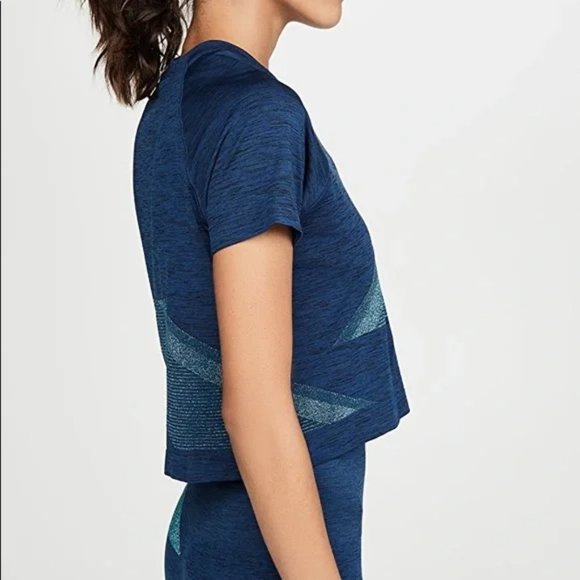 New LNDR Comet Poseidon Marl boxy oversized metallic panel cropped t-shirt top - Picture 3 of 14